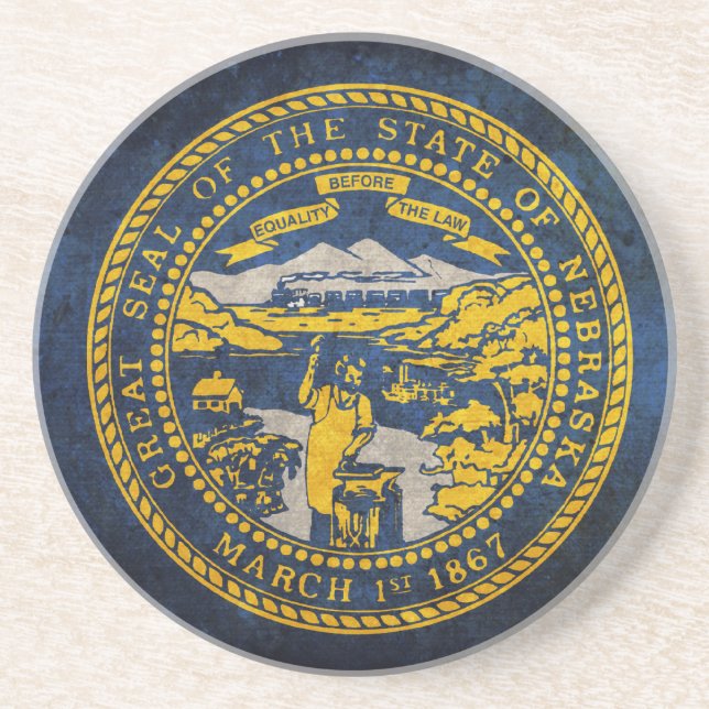 Flag of Nebraska Sandstone Coaster (Front)