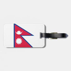 Flag of Nepal Luggage Tag w/ leather strap
