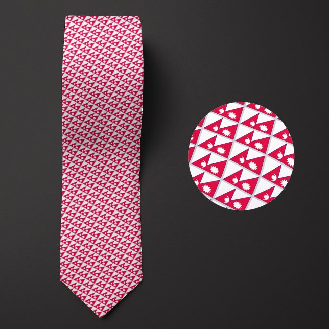 Flag of Nepal Pattern Neck Tie (Creator Uploaded)