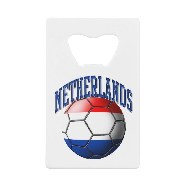 Flag of Netherlands Soccer Ball Credit Card Bottle Opener (Front)