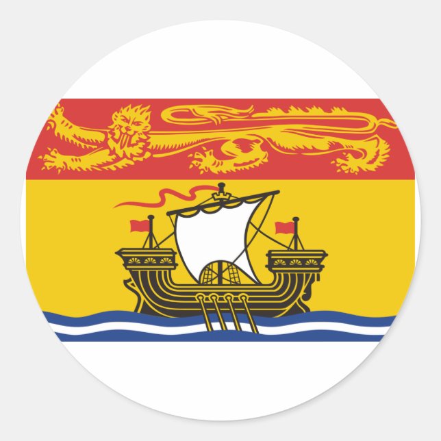Flag of New Brunswick, Canada Classic Round Sticker (Front)