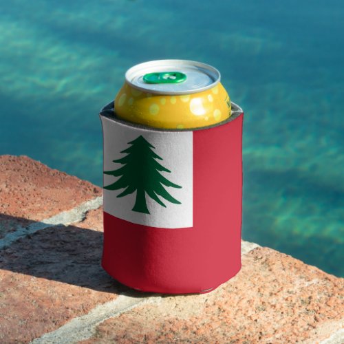 Flag of New England pine only _ unofficial Can Cooler