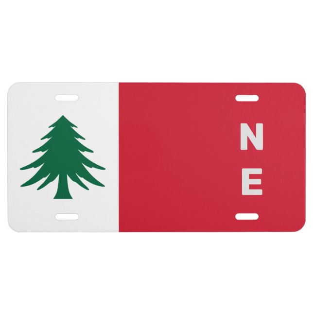 Flag of New England (pine only) - unofficial Licen License Plate (Front)