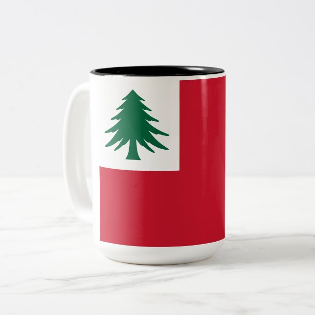 Flag of New England Two-Tone Coffee Mug (Front Left)