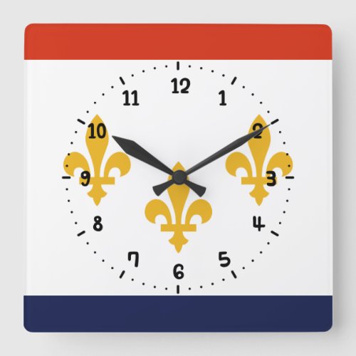 Flag of New Orleans Louisiana Square Wall Clock