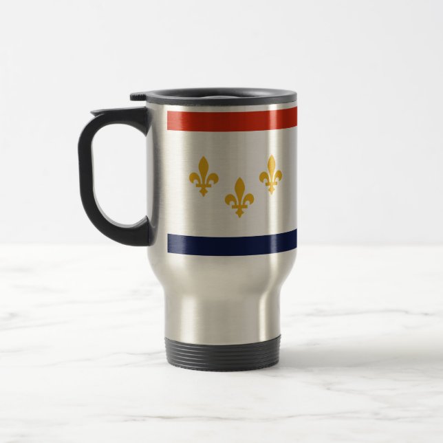 Flag of New Orleans, Louisiana Travel Mug (Left)