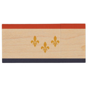 Flag of New Orleans, Louisiana Wood USB Flash Driv Wood Flash Drive