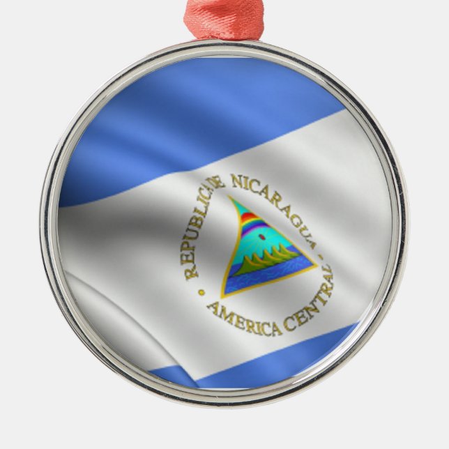 Flag of Nicaragua Premium Round Ornament (Front)