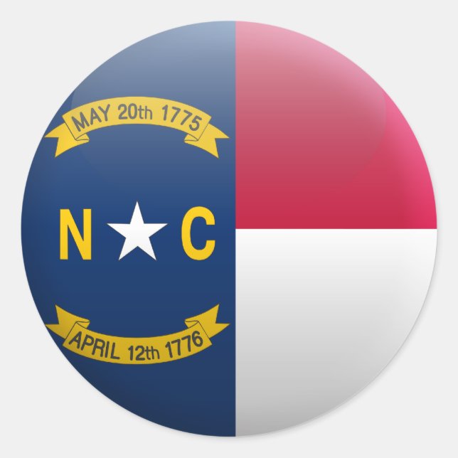 Flag of North Carolina Classic Round Sticker (Front)