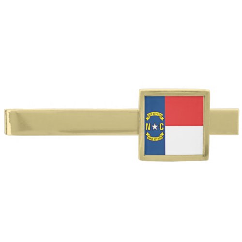 Flag of North Carolina Gold Finish Tie Clip