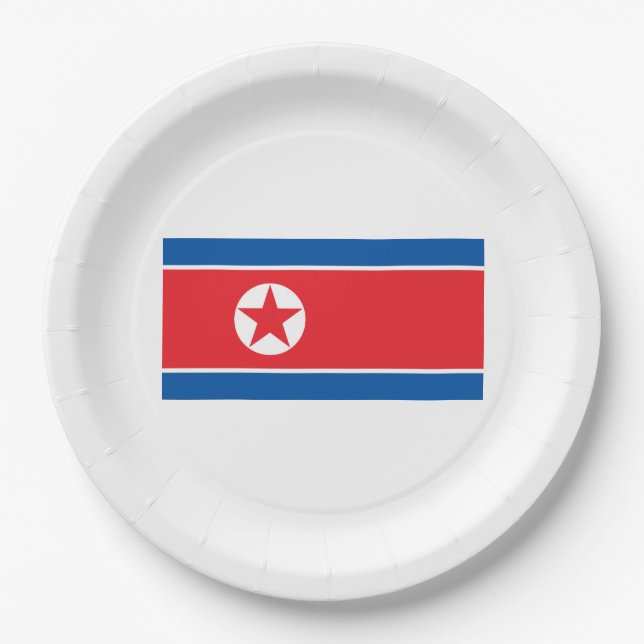 Flag of North Korea (DPRK) Paper Plates (Front)