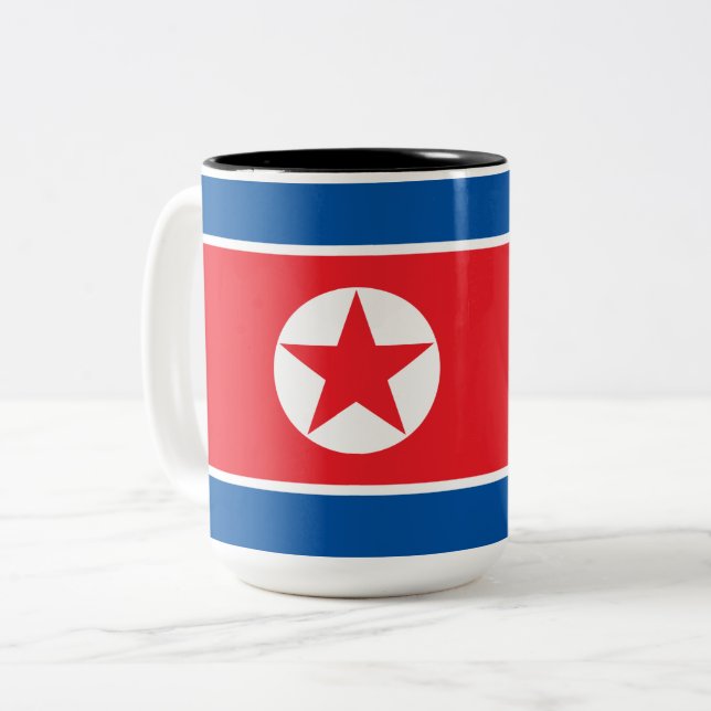 Flag of North Korea Two-Tone Coffee Mug (Front Left)
