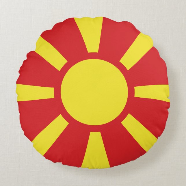 Flag of North Macedonia Round Pillow (Front)
