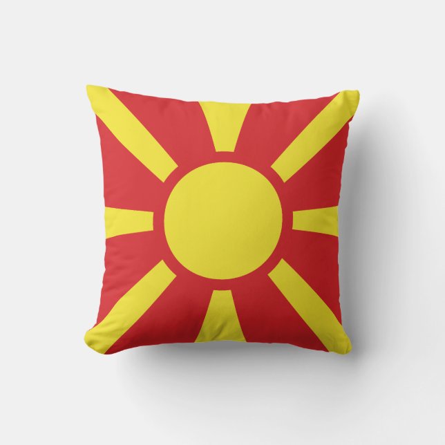 Flag of North Macedonia Throw Pillow (Front)