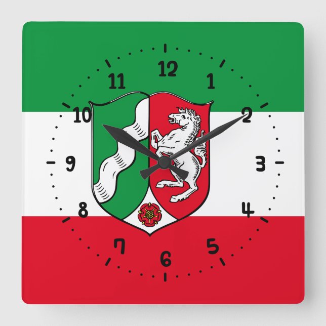 Flag of North-Rhine Westphalia Square Wall Clock (Front)