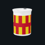 Flag of Northumberland Beverage Pitcher<br><div class="desc">Pitcher with design with a flag of historic county of Northumberland,  in England,  Great Britain; red and yellow flag based on the St. Oswald banner</div>