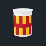 Flag of Northumberland Beverage Pitcher<br><div class="desc">Pitcher with design with a flag of historic county of Northumberland,  in England,  Great Britain; red and yellow flag based on the St. Oswald banner</div>
