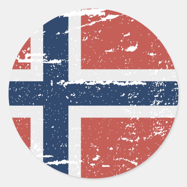 FLAG OF NORWAY CLASSIC ROUND STICKER (Front)