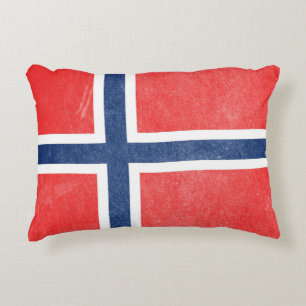 Flag of Norway Grunge Accent Pillow