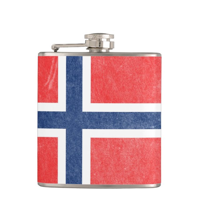 Flag of Norway Grunge Hip Flask (Front)