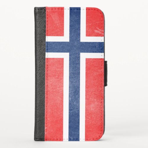 Flag of Norway Grunge iPhone X Wallet Case