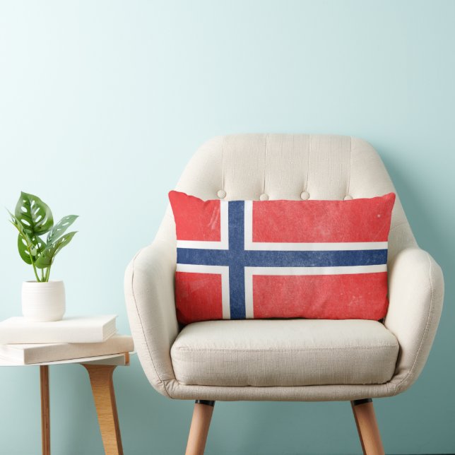 Flag of Norway Grunge Lumbar Pillow (Chair)