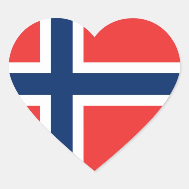Flag of Norway Heart Sticker (Front)