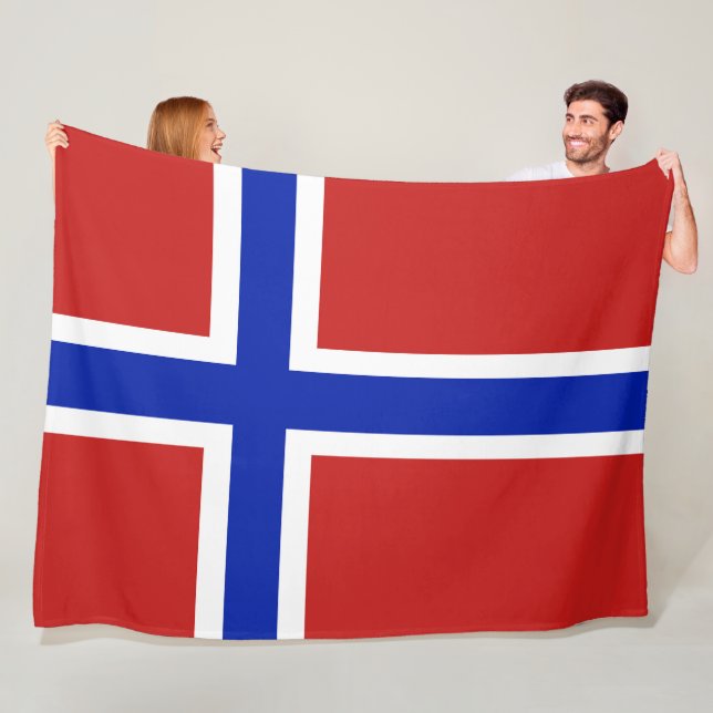 Flag of Norway Scandinavian large Fleece Blanket (In Situ)