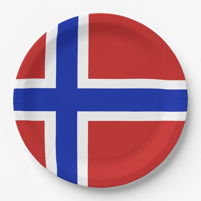 Flag of Norway Scandinavian Paper Plates (Front)