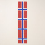 Flag of Norway Scandinavian Scarf<br><div class="desc">The flag of Norway is a red with an indigo blue Scandinavian cross fimbriated in white that extends to the edges of the flag; the vertical part of the cross is shifted to the hoist side in the style of the Dannebrog,  the flag of Denmark.</div>