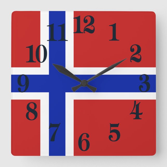 Flag of Norway Scandinavian Square Wall Clock (Front)