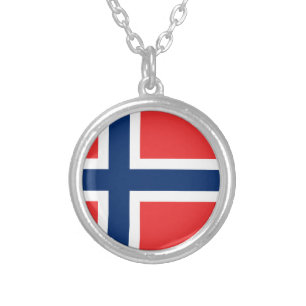 Flag of Norway Silver Plated Necklace