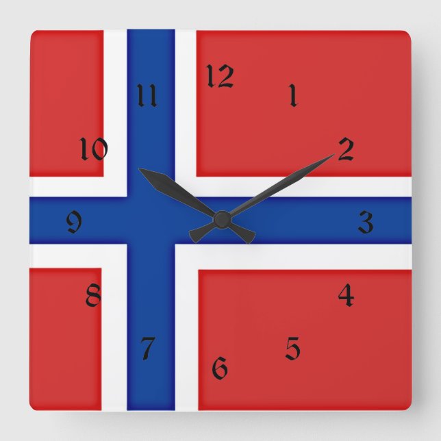 Flag of Norway Square Wall Clock (Front)