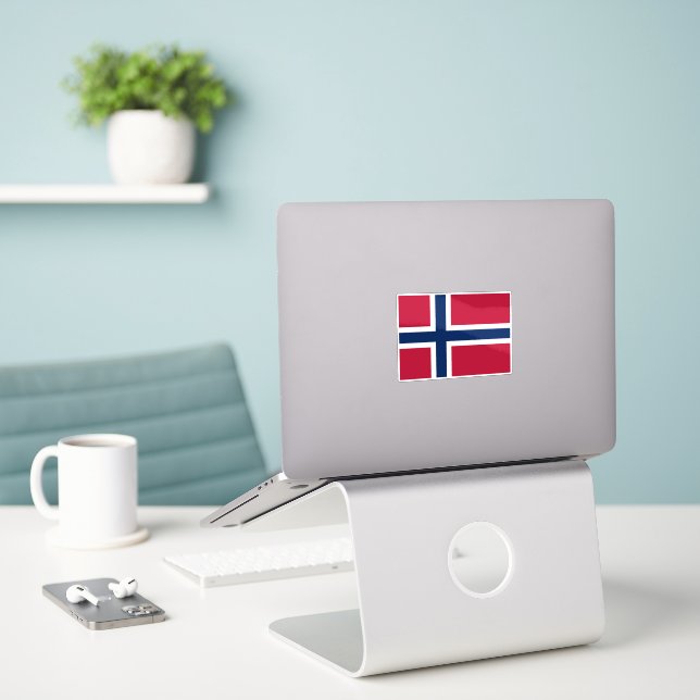 Flag of Norway Sticker (Laptop On Desk)