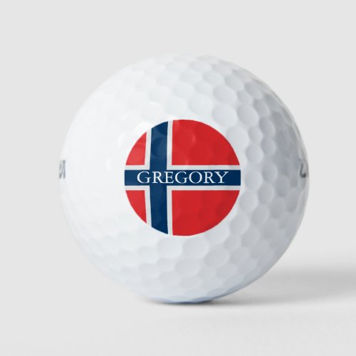 Flag of Norway With Custom Name Golf Balls