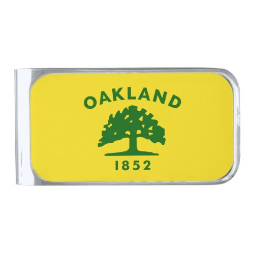 Flag of Oakland California Silver Finish Money Clip