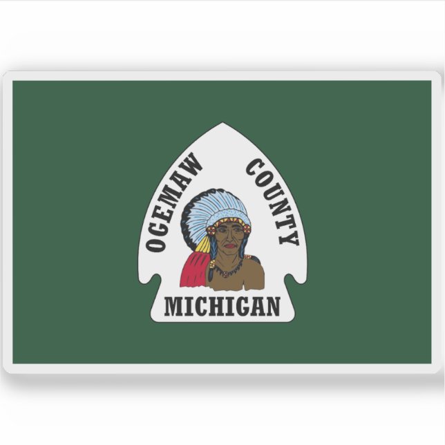 Flag of Ogemaw County, Michigan  Sticker (Front)