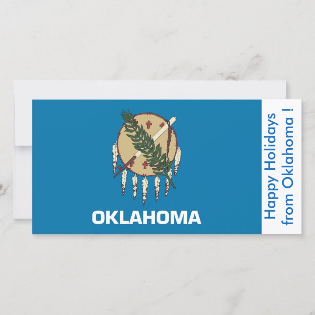 Flag of Oklahoma, Happy Holidays from U.S.A. Holiday Card (Front)