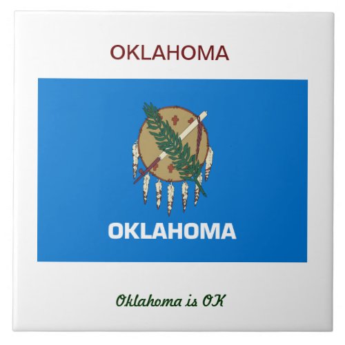 Flag of Oklahoma labeled Ceramic Tile