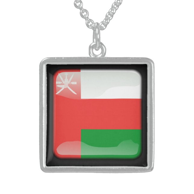 Flag of Oman Sterling Silver Necklace (Front)
