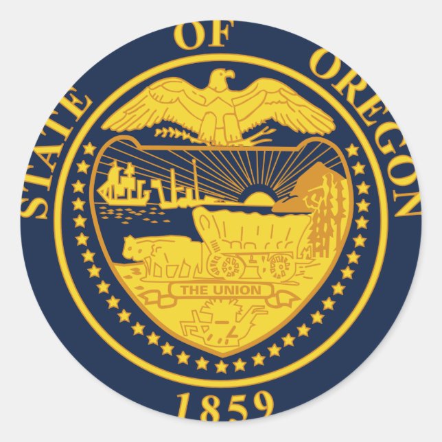 Flag of Oregon Classic Round Sticker (Front)