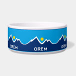 Flag of Orem, Utah Bowl<br><div class="desc">Pet Bowl with a design with the flag of Orem, Utah. A blue, white, and yellow flag with mountain peaks and the sun in the center</div>