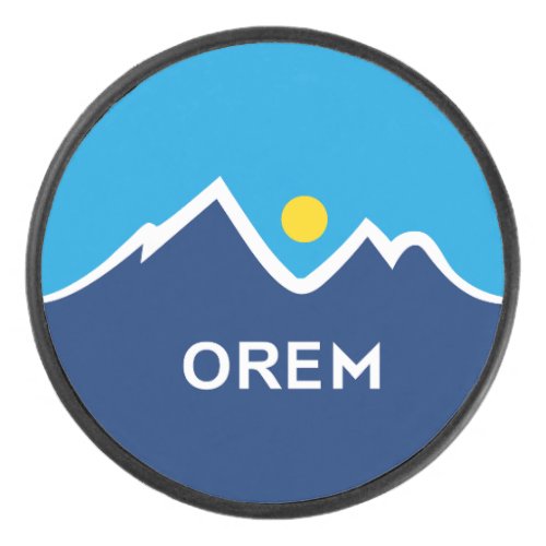 Flag of Orem Utah Hockey Puck