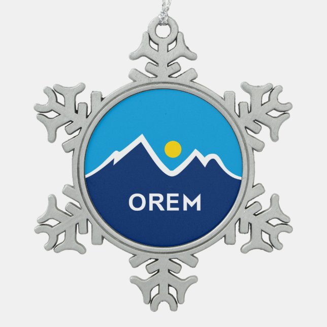 Flag of Orem, Utah Snowflake Pewter Christmas Ornament (Front)