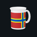 Flag of Orkney Beverage Pitcher<br><div class="desc">Pitcher with design with a flag of historic county of Orkney,  in Scotland,  Great Britain; red flag with blue and yellow Nordic cross</div>