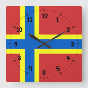 Flag of Orkney Square Wall Clock