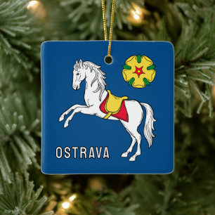 Flag of Ostrava, Czech Republic Ceramic Ornament