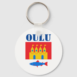 Flag of Oulu, Finland Keychain