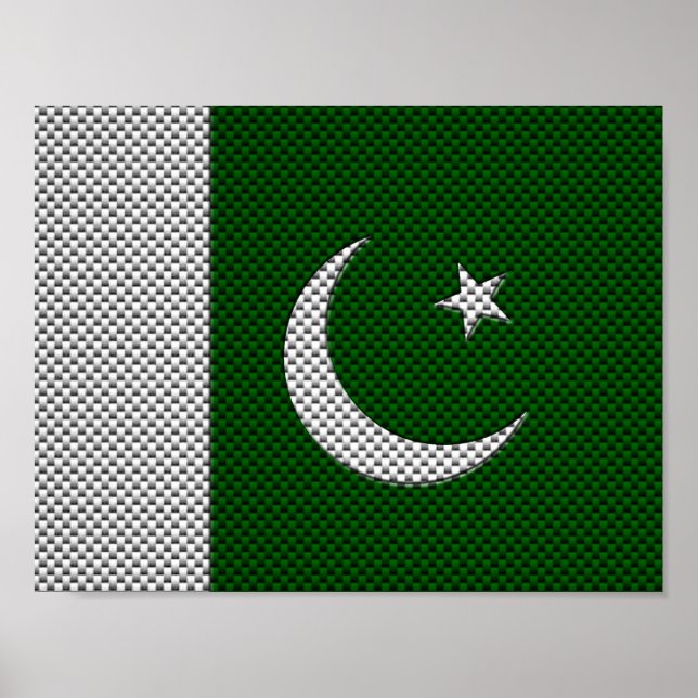 Flag of Pakistan with Carbon Fiber Effect Poster (Front)