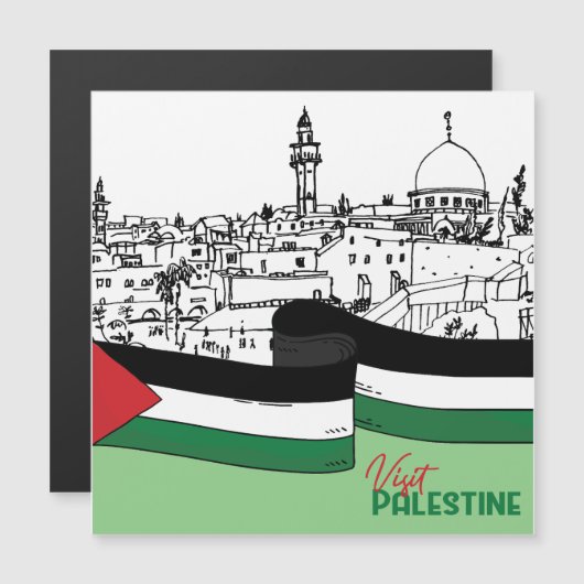 Flag of Palestine and old houses drawn by hand (Front/Back)